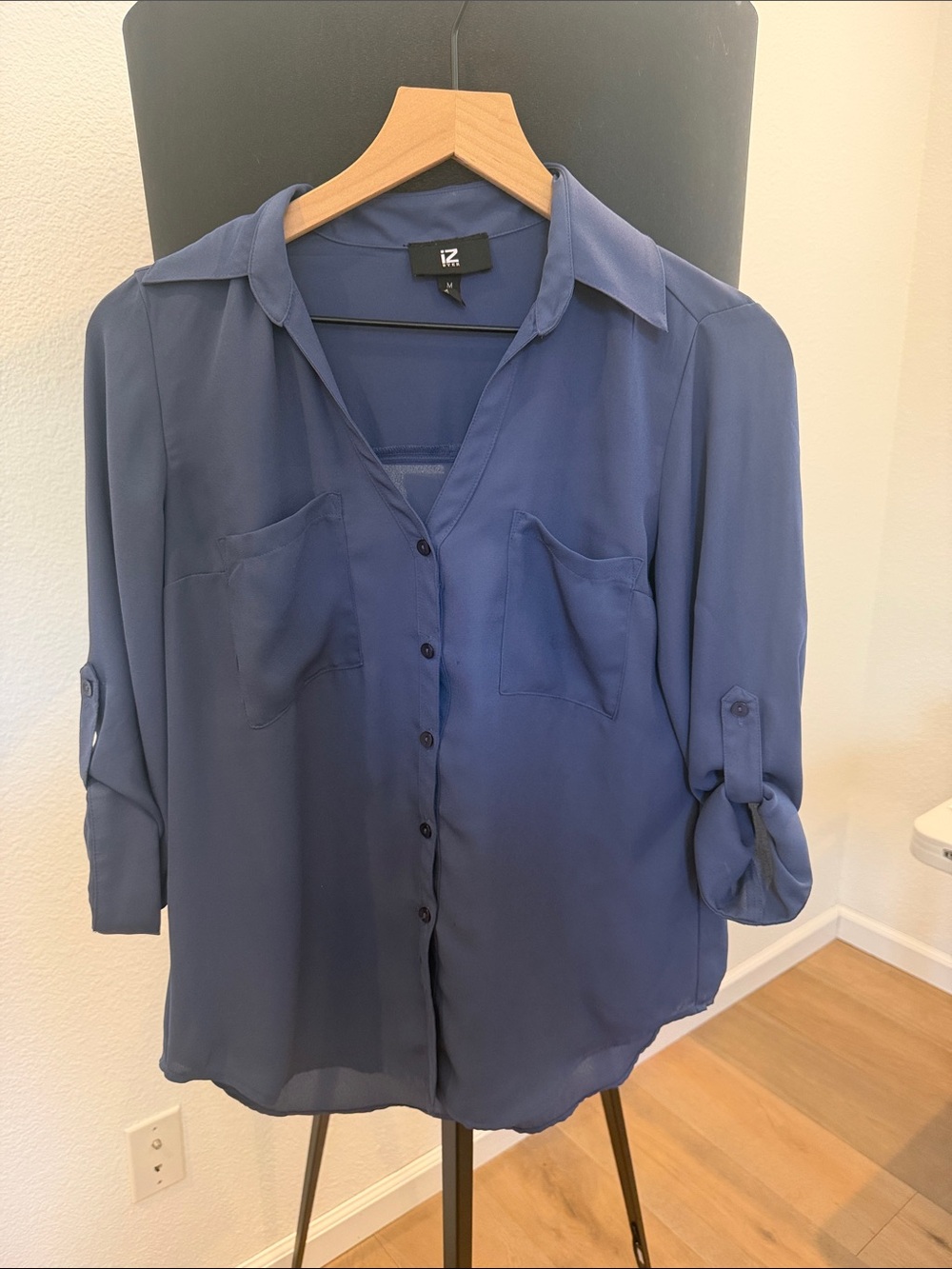 Blue Button-Up Blouse